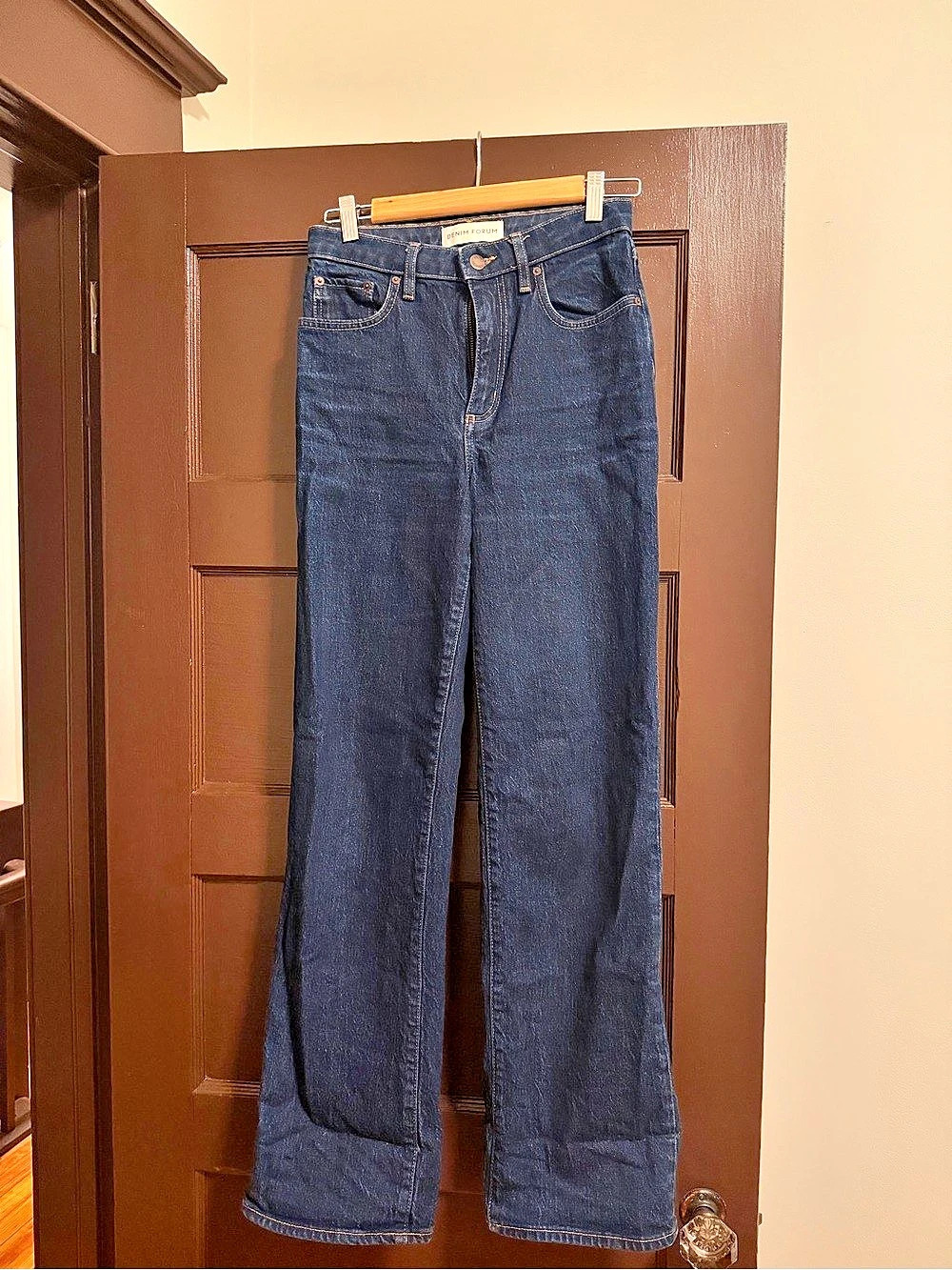 Denim Forum The Farrah Hi-Rise Wide Jean Boot Cut Jeans Blue Waist 27